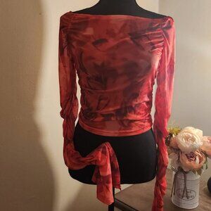 Vibrant Red Ruched Off-Shoulder Top